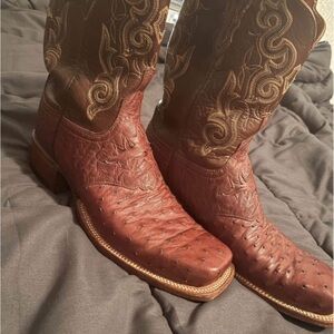 Lucchese Brown Ostrich Western Boots